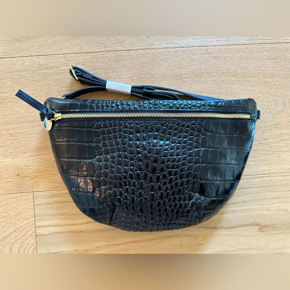 Clare V Grande Fanny in black croco! NEW
